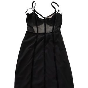 Black mesh and velvet dress.